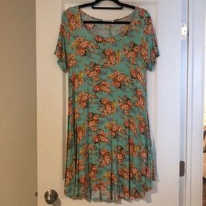 Turquoise Floral T-Shirt Dress